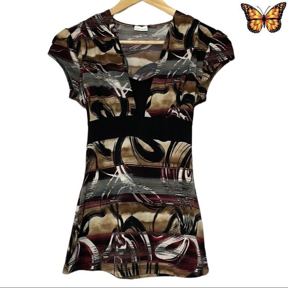 SUZY Shier Swirl Print Tie Back Top Size Small - Picture 1 of 10